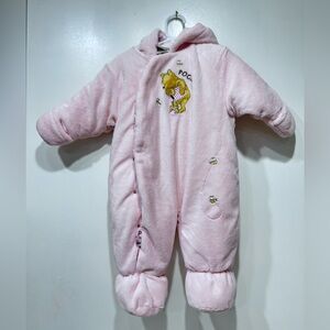 Classic Pooh Pink Winnie the Pooh Snow Suit Baby Bunting Soft & Fluffy Size 6-9M